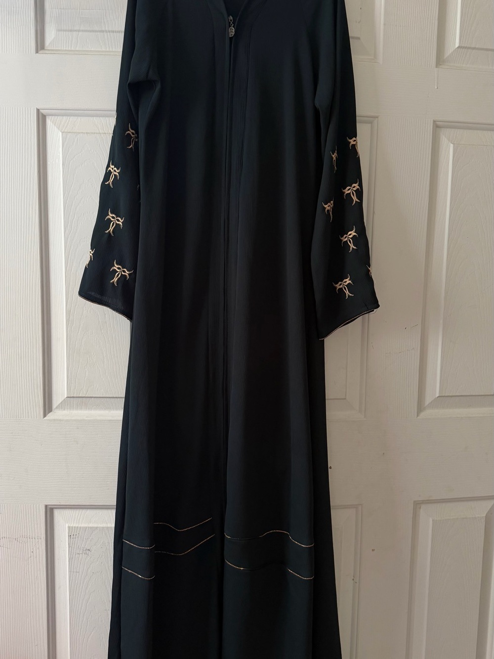 Dark Green Embroidered Long Sleeve Dress Abaya Modest